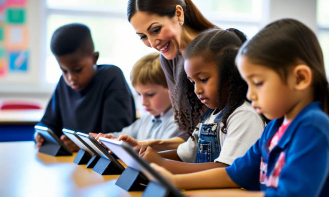 School in Central Eastern Europe with students using tablets